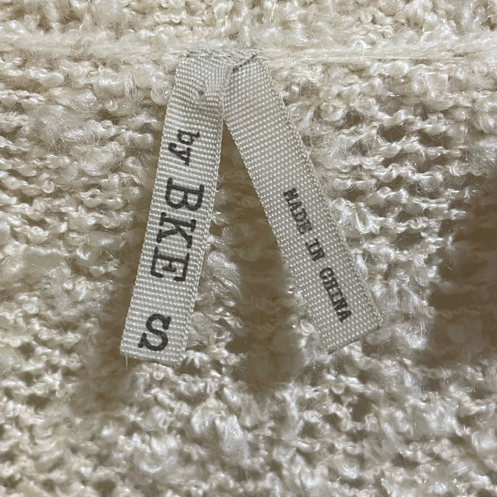 BKE Cream Knit Cardigan Fringe  with Lace Details Size Small - Picture 8 of 11